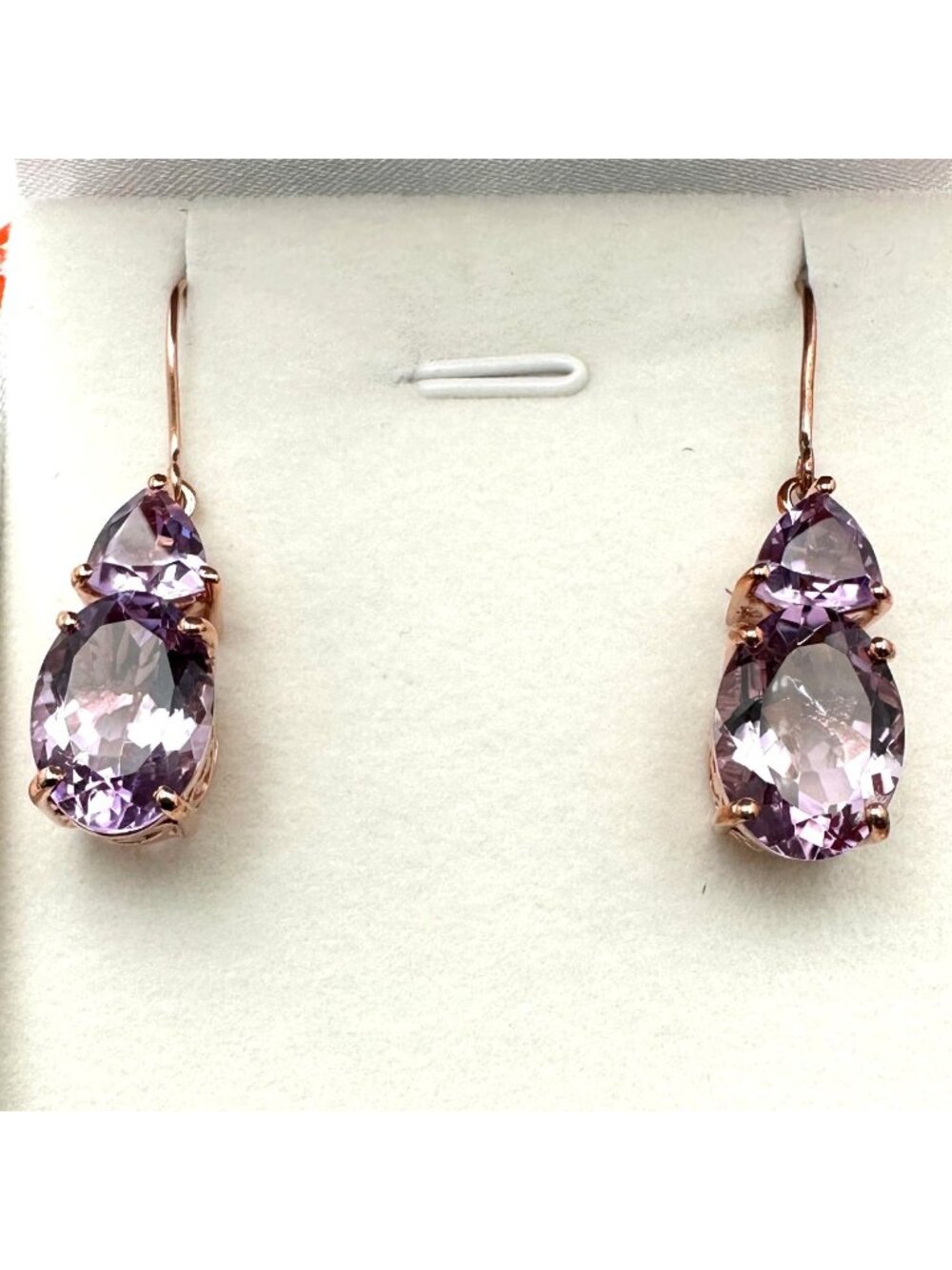 Amethyst Rose Gold Plated Sterling Silver Pierced Earrings Chandelier Purple
